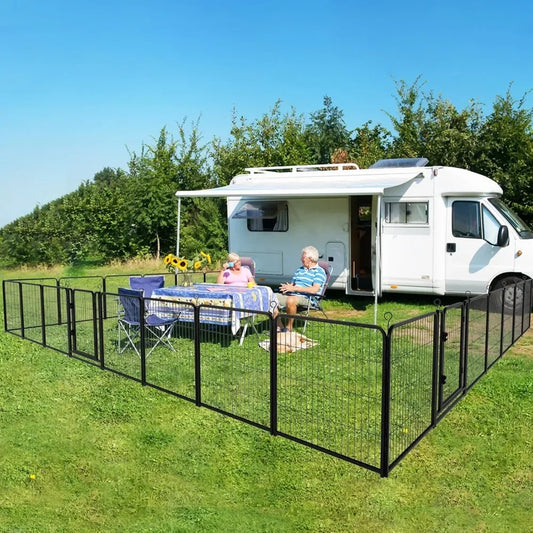 Dog Playpen Outdoor Extra Wide 40 Inch High Rust Resistant Portable RV Campground with Gates 84 Feet 561 Square Feet