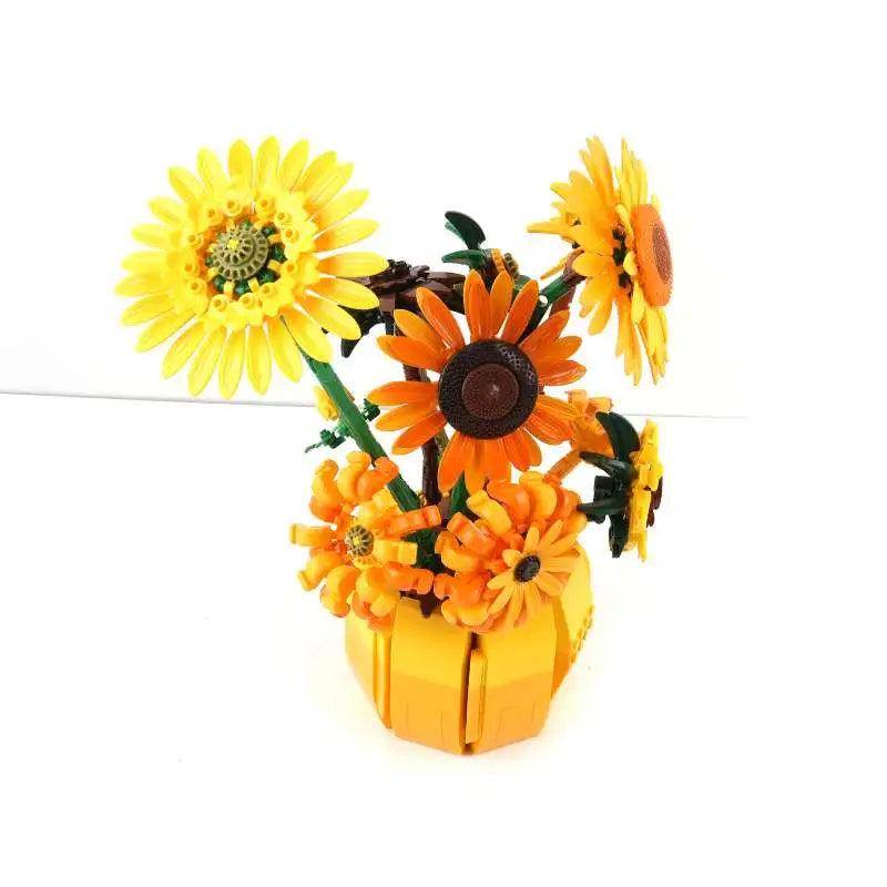 25 Sunflower Building Blocks Bouquet Kit Home Decor