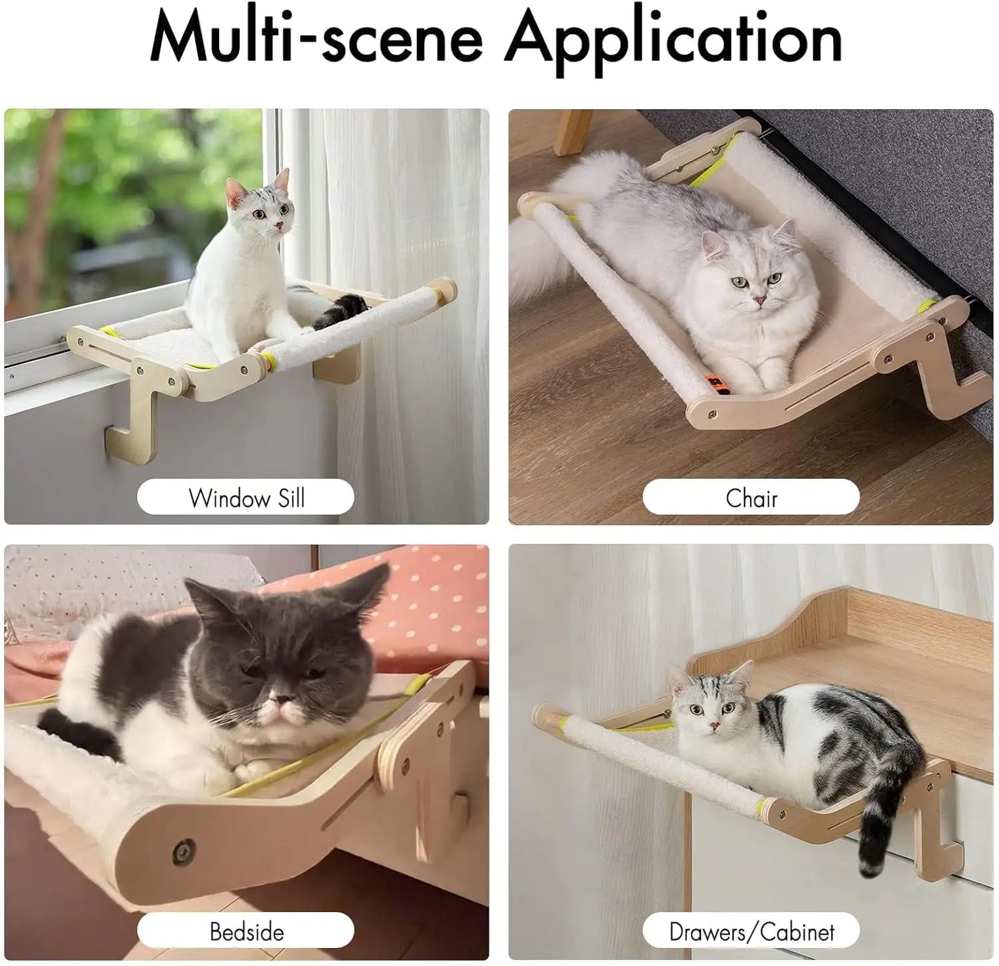 Mewoofun Cat Window Perch Lounge Mount Hammock Window Seat Bed Shelves for Indoor Cats No Drilling Large Beige