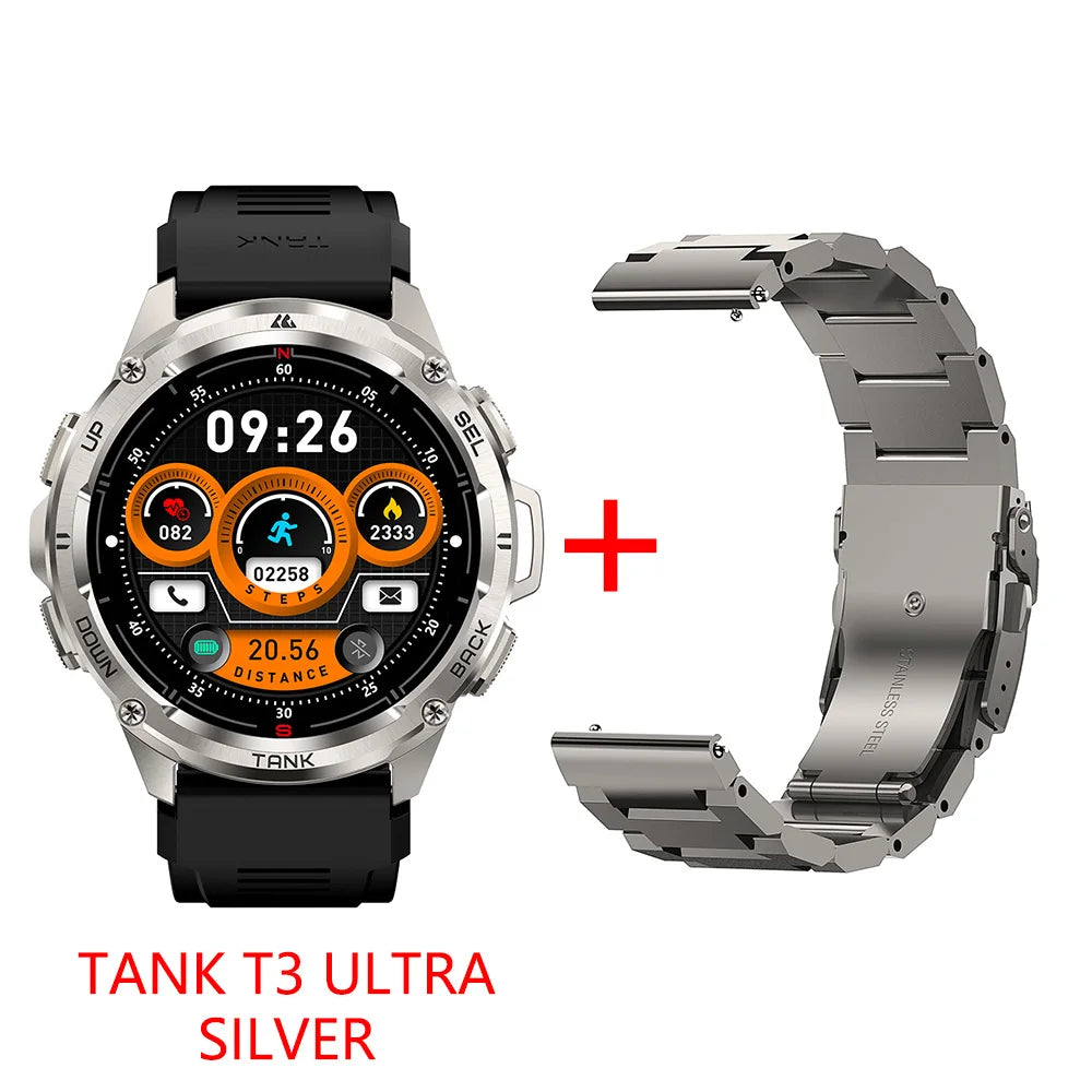 Original KOSPET TANK T3 Ultra Smart Watch for Men and Women GPS Fitness Tracker with AMOLED Display and Bluetooth Connectivity