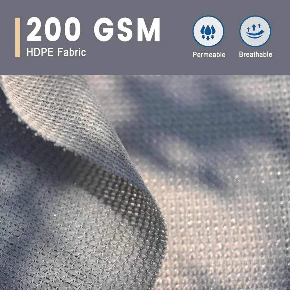 20x20 FT Shade Fabric Sun Shade Cloth Outdoor Privacy Screen with Grommets and D-Ring for Patio Garden Pergola Grey