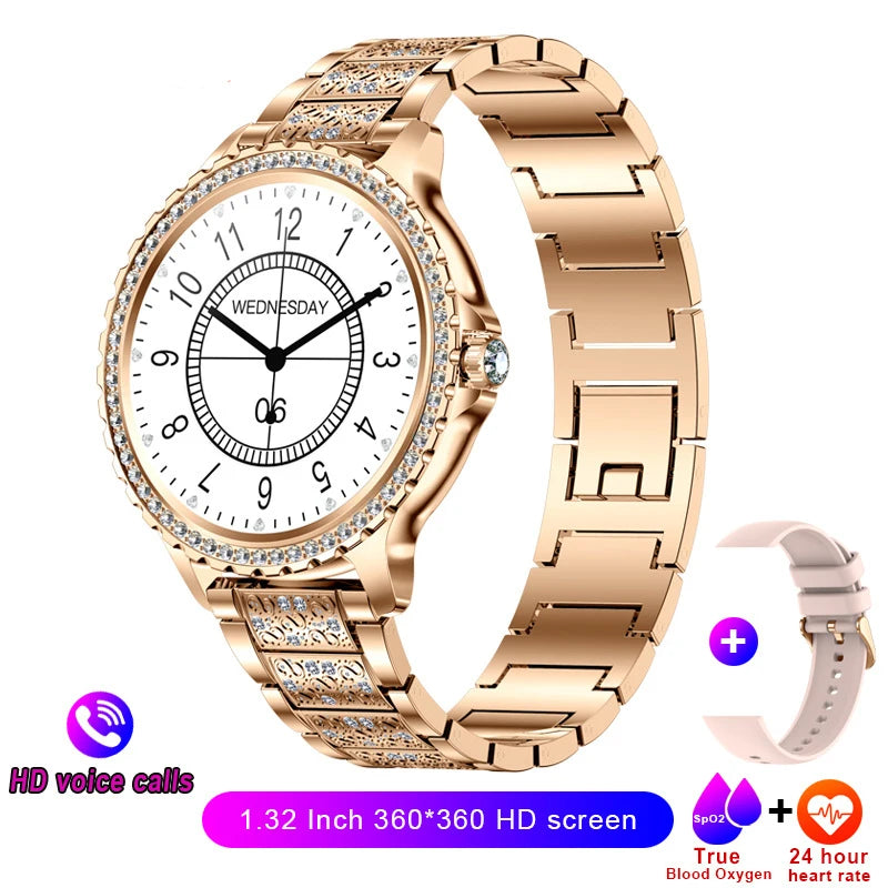 Xiaomi Mijia Women's Smart Watch True Blood Oxygen 1.32 Inch HD Screen Bluetooth Call Smartwatch with Diamond Bracelet