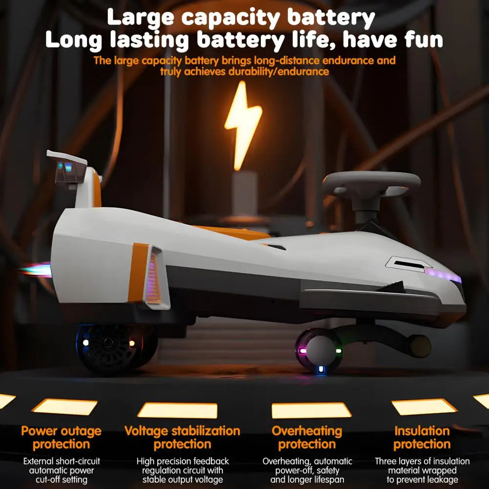 Electric Twist Car with Light Music and Helmet 2 in 1 Swing Car with Simulated Engine Function for Kids Aged 1 to 6 Years