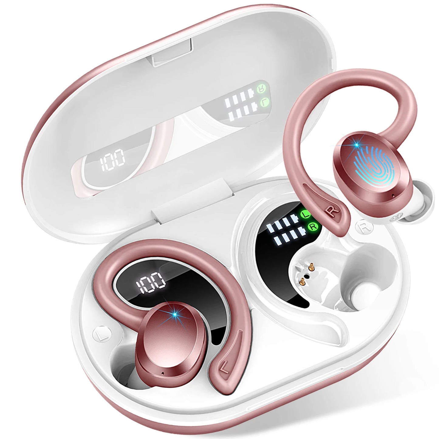 Wireless Earbuds Bluetooth 5.3 Stereo Bass In-Ear Noise Cancelling Mic IP7 Waterproof Sports 40 Hour Playback