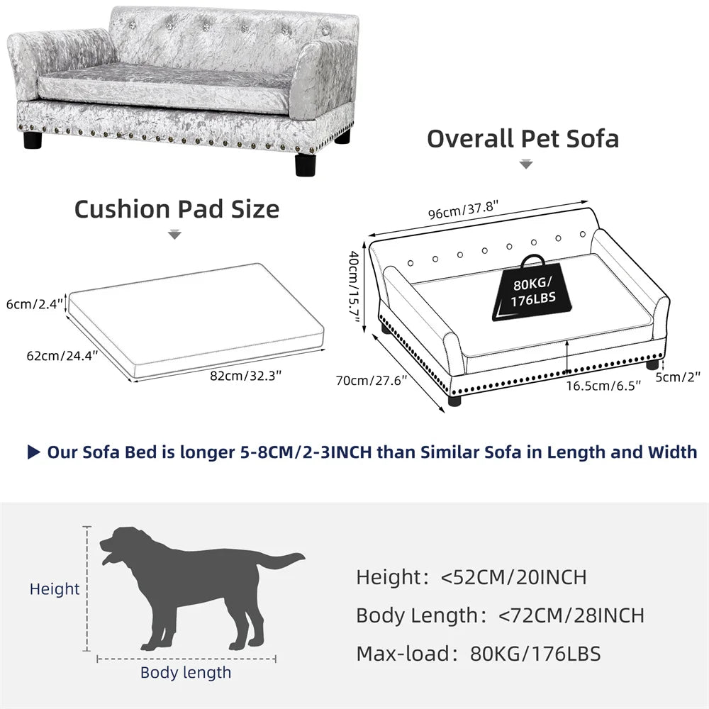 Borwart Heavy Duty Pet Sofa Cushioned Raised Dog Bed