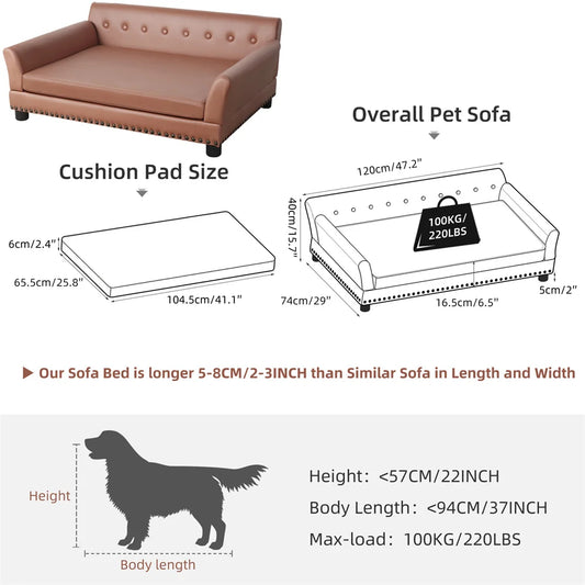 Borwart Heavy Duty Pet Sofa Cushioned Raised Dog Bed