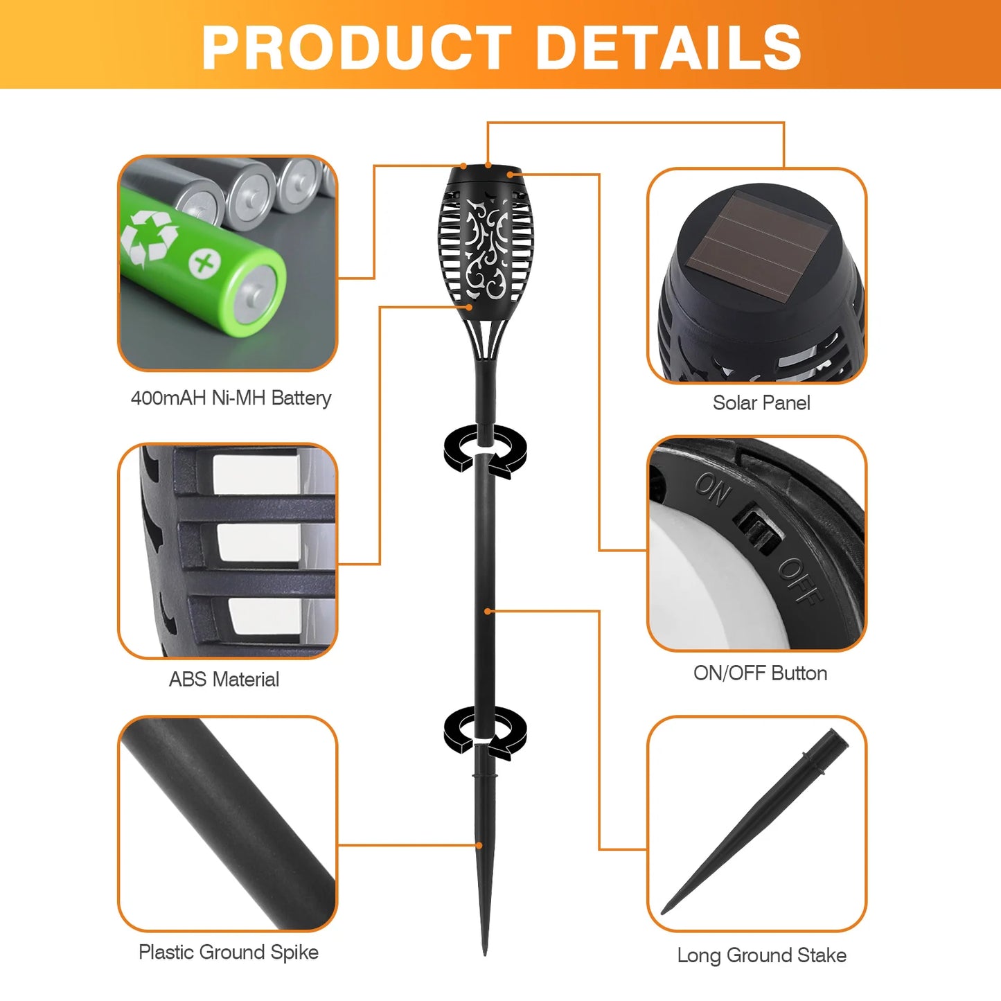 Solar Lights Outdoor LED 4 6 8 12 Pcs Solar Torch Lights with Flickering Flame Waterproof Garden Decoration Lawn Path Yard Patio