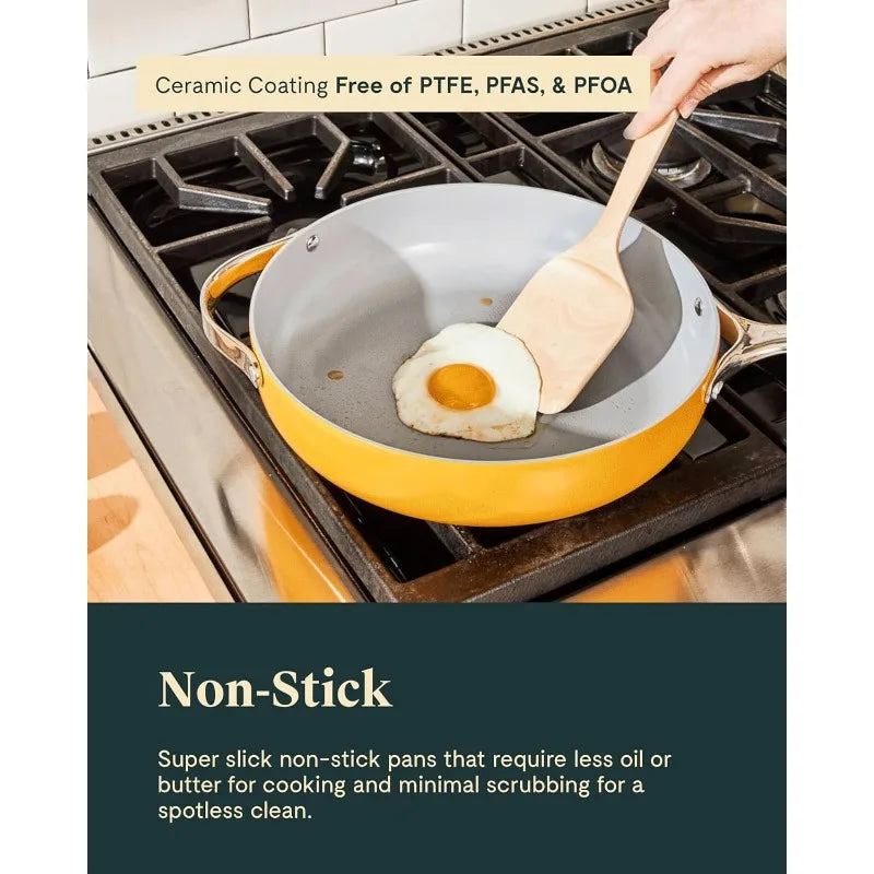 Caraway Nonstick Ceramic Cookware Set Pots Pans Lids