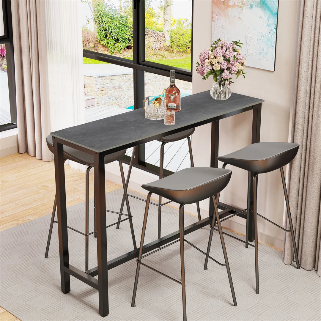 LUVODI Rectangular Home Bar Table Kitchen Breakfast Counter Pub Table for Dining Room Business Area Offices