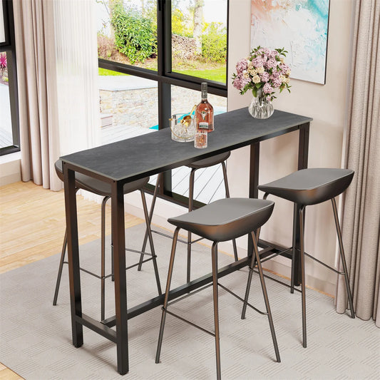 LUVODI Rectangular Home Bar Table Kitchen Breakfast Counter Pub Table for Dining Room Business Area Offices