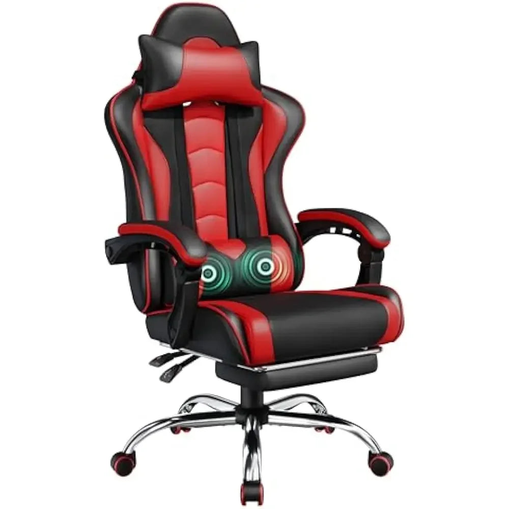 Ergonomic Gaming Chair with Swivel Seat and Headrest Adjustable Video Game Chair with Massage Lumbar Support and Footrest Height