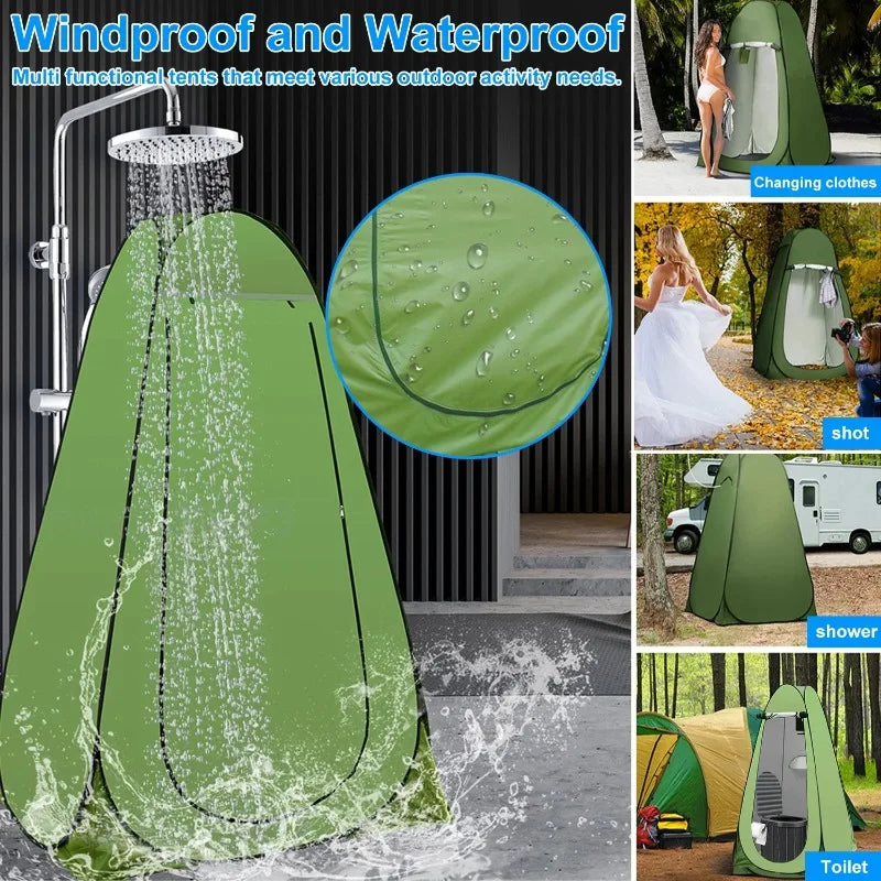 Gazily Portable Foldable Camping Toilet Set with Privacy Tent Black