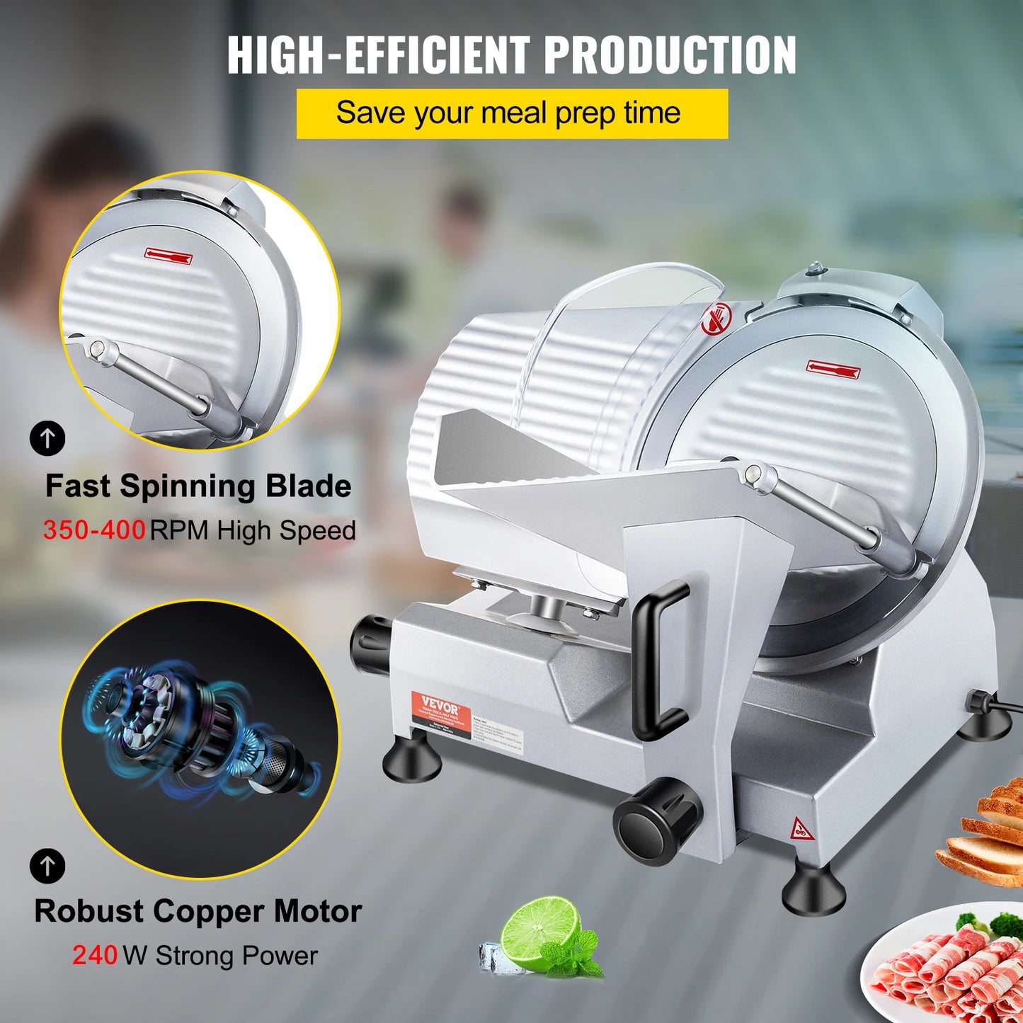 VEVOR 240W Commercial Meat Slicer Electric Deli Slicer