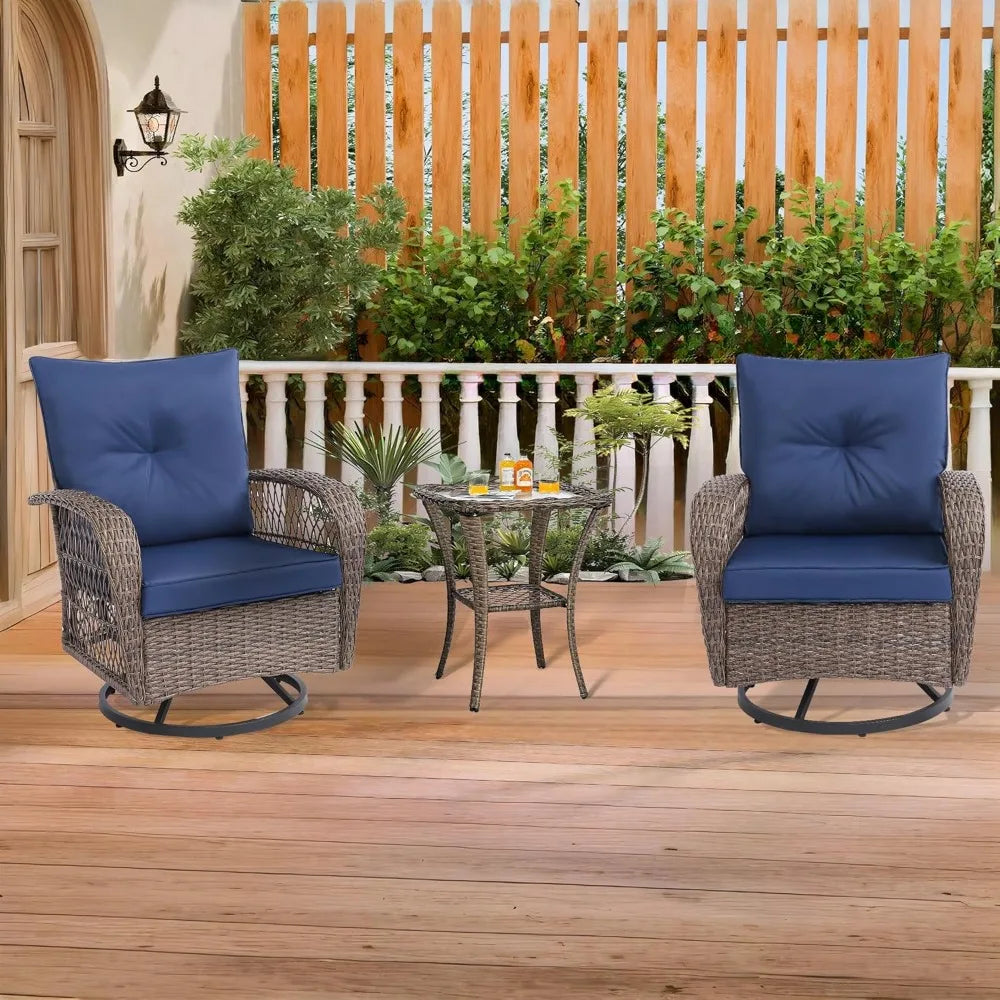 Outdoor Patio Furniture Set Wicker Sectional Couch with Loveseat and 360 Degree Swivel Rocker Glider Chairs