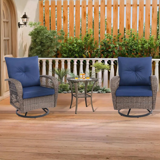 Outdoor Patio Furniture Set Wicker Sectional Couch with Loveseat and 360 Degree Swivel Rocker Glider Chairs