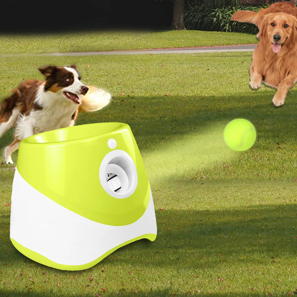 Automatic Dog Tennis Ball Launcher Interactive Pet Toy Rechargeable Catapult Fun Chase Game