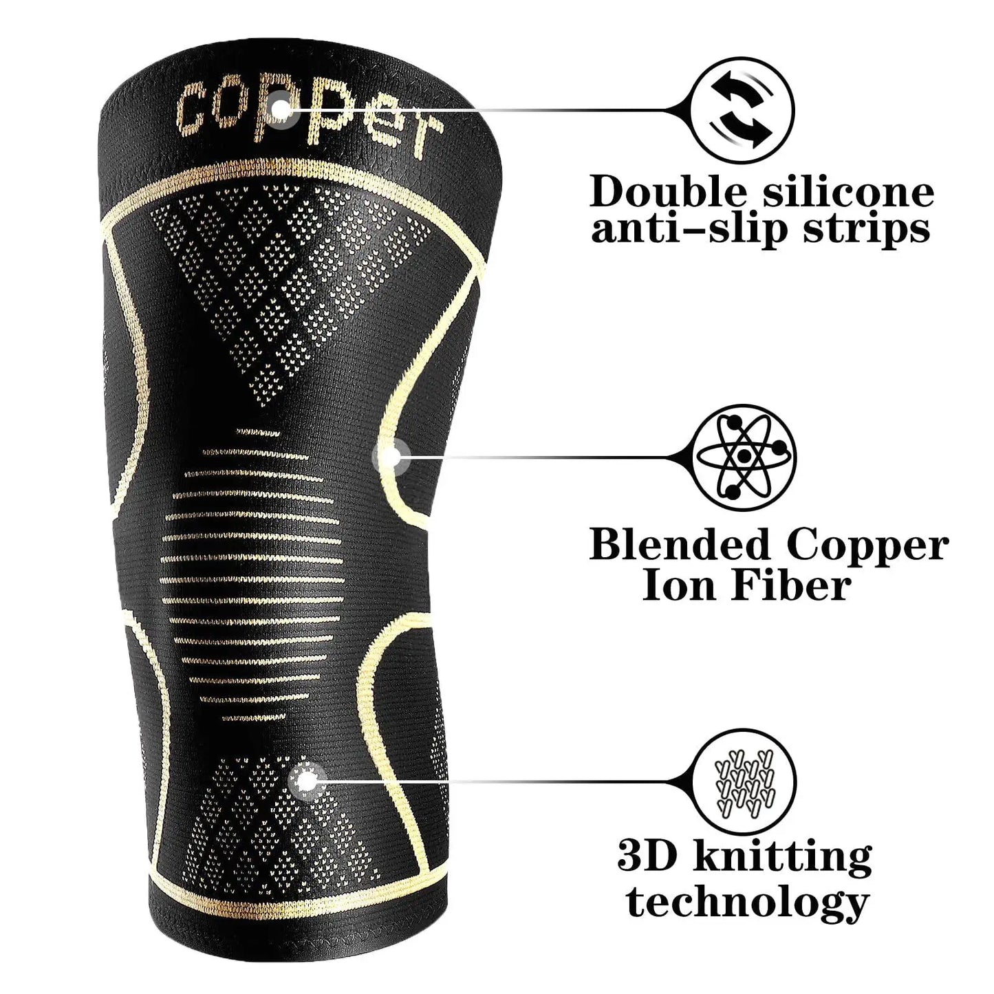 Copper Knee Pads for Joint Support and Pain Relief Unisex Running and Exercise Gear 1 Pair