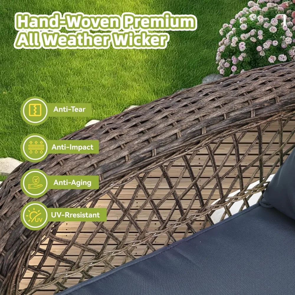 Outdoor Patio Furniture Set Wicker Sectional Couch with Loveseat and 360 Degree Swivel Rocker Glider Chairs