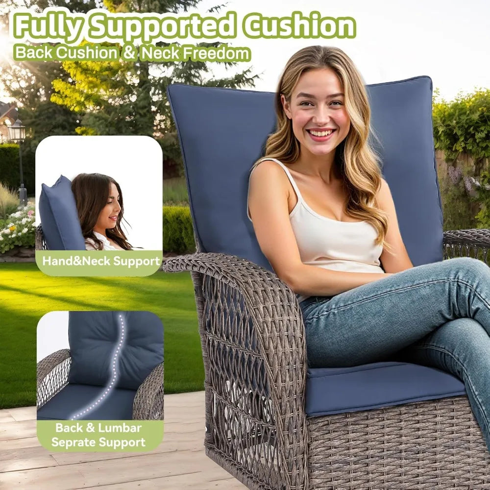Outdoor Patio Furniture Set Wicker Sectional Couch with Loveseat and 360 Degree Swivel Rocker Glider Chairs