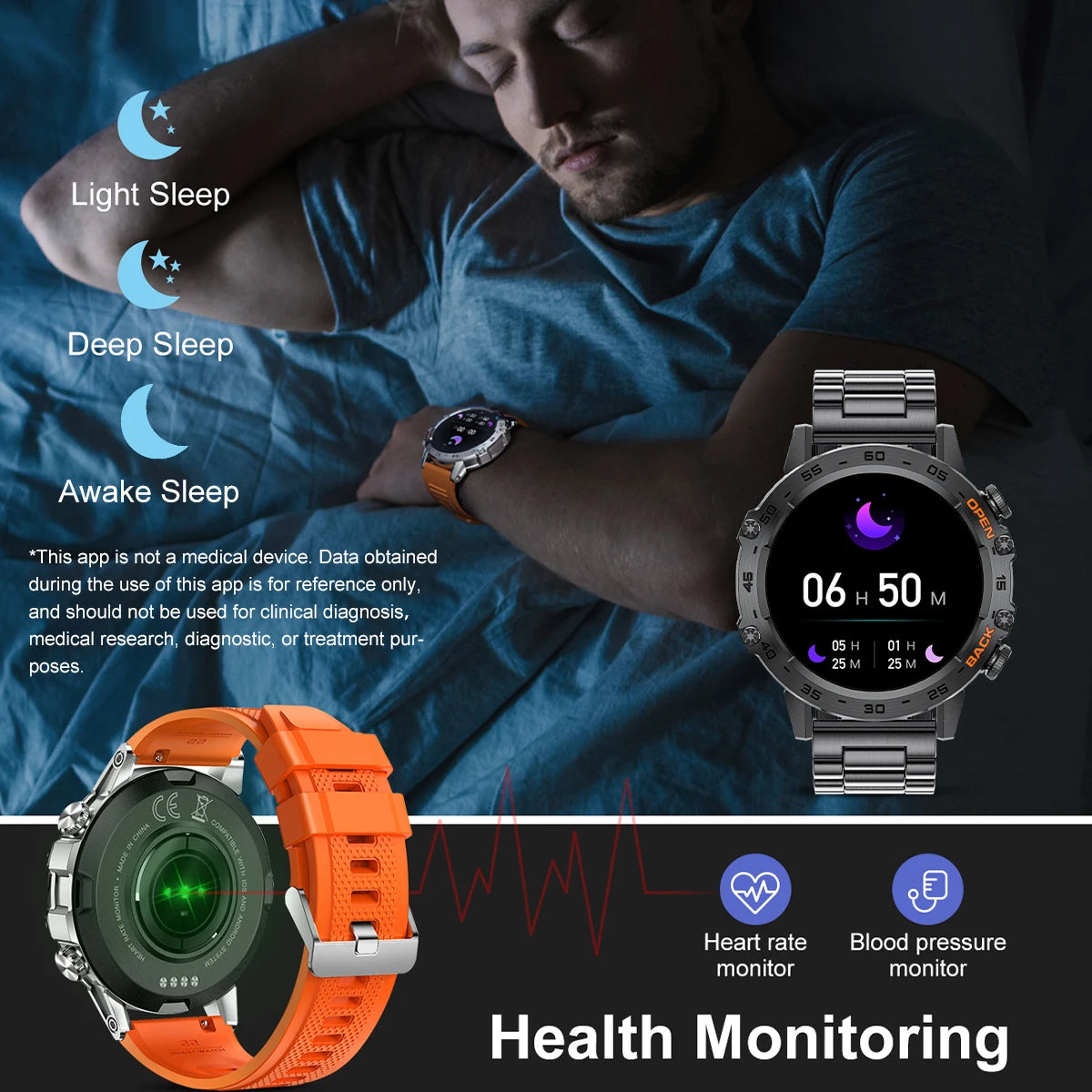 LIGE Smartwatch For Men Bluetooth Calling Waterproof Health Monitoring 400mAh Outdoor Sport Smartwatch Reloj Hombre