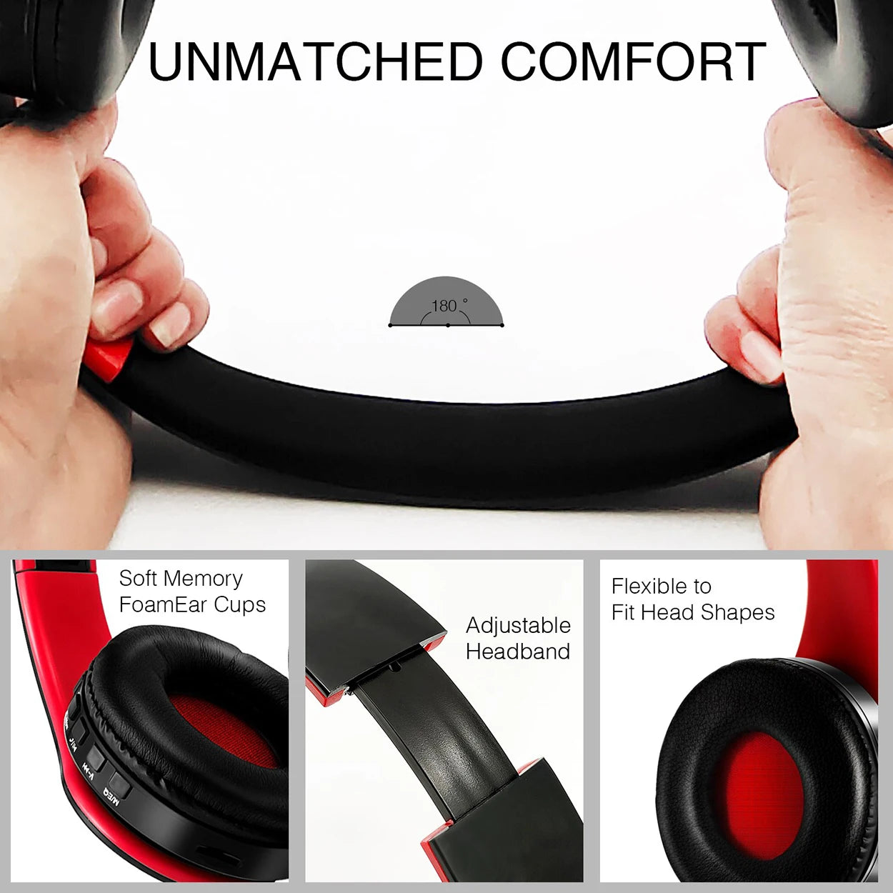 2025 Upgrading Wireless Bluetooth Headphones Stereo Headset Music Sports Overhead Earphone with Microphone for Smartphone TV PC Tablet
