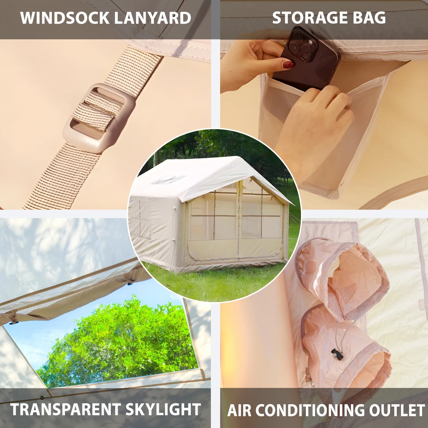 75 Square Feet Inflatable Tent with Hand Pump Thickened Waterproof Fabric Air Tent for Camping Windproof