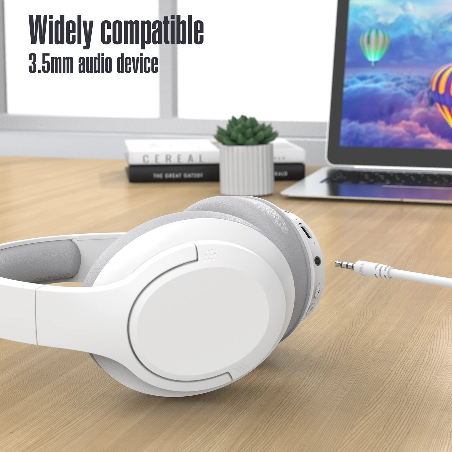 Bluetooth Wireless Over Ear Headphones with 60 Hour Playtime and Microphone HiFi Stereo Foldable Lightweight Headphones