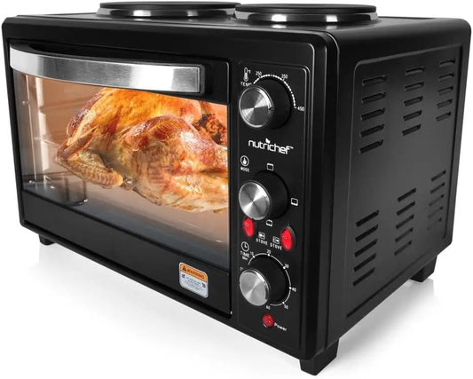 HAOYUNMAH Countertop Convection Oven With Dual Hot Plates