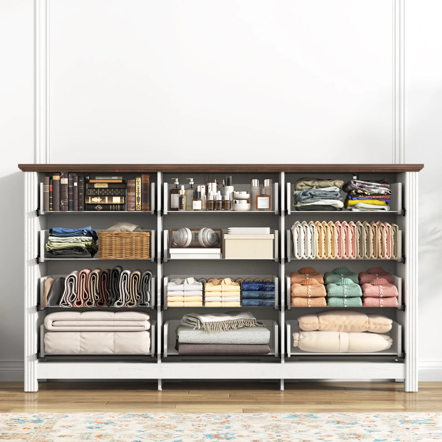 QiaoShiRen Large Dresser With 12 Drawers Bedroom Storage