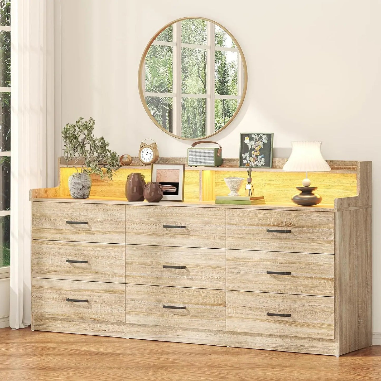 Guangbai 9 Drawer Dresser With Built In Power Outlet