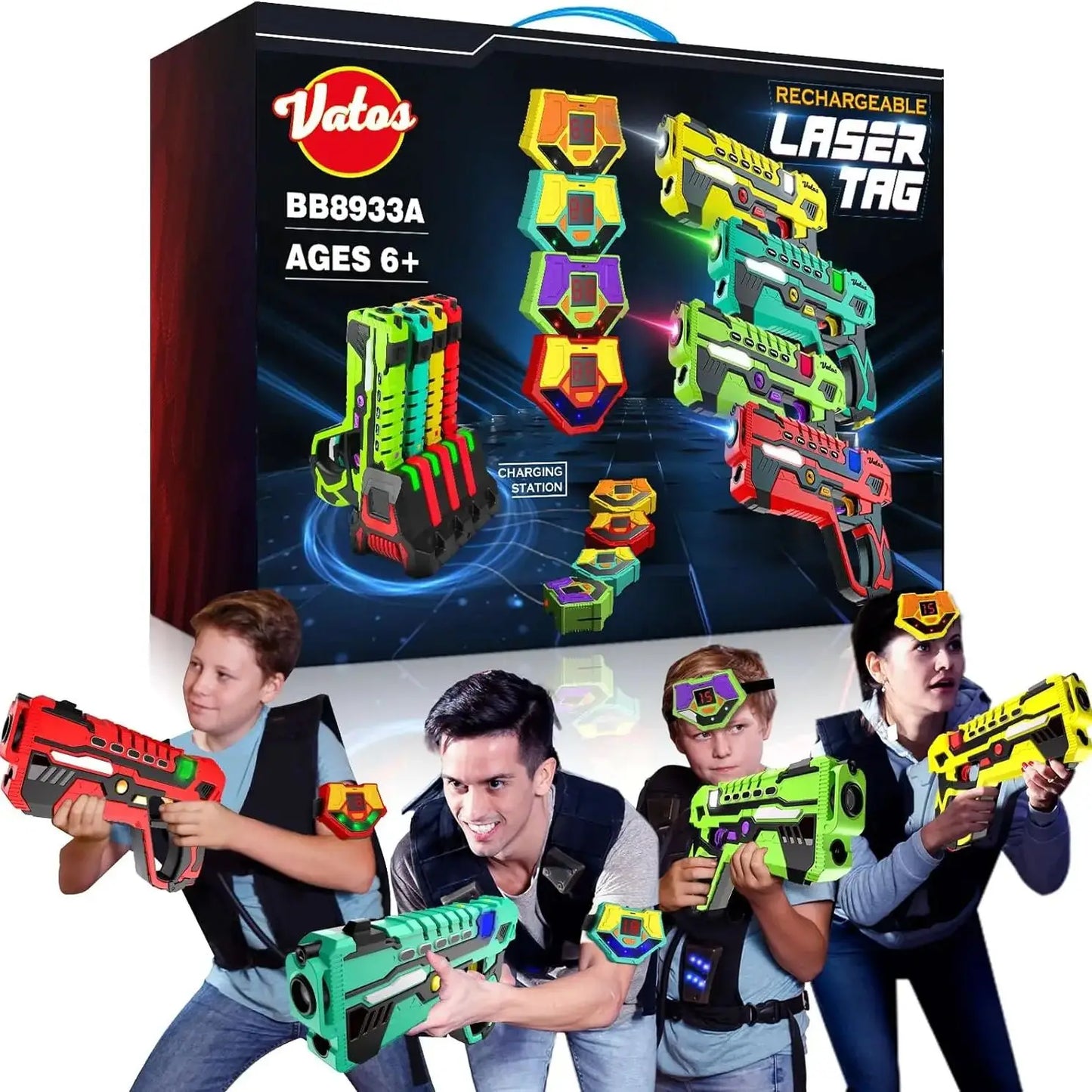 Vatos Laser Tag Battle Game Gun Set Electric Infrared Toy Guns for Kids Indoor Outdoor Fun