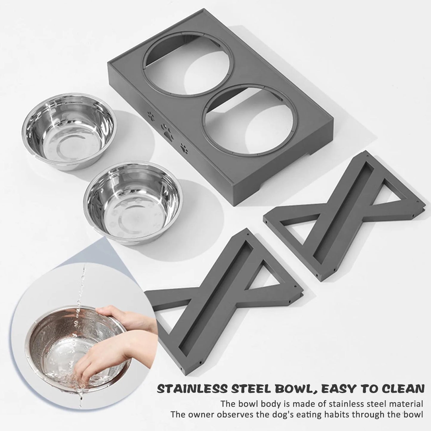 XuanUS Stainless Steel Elevated Dog Bowl Promotes Digestion