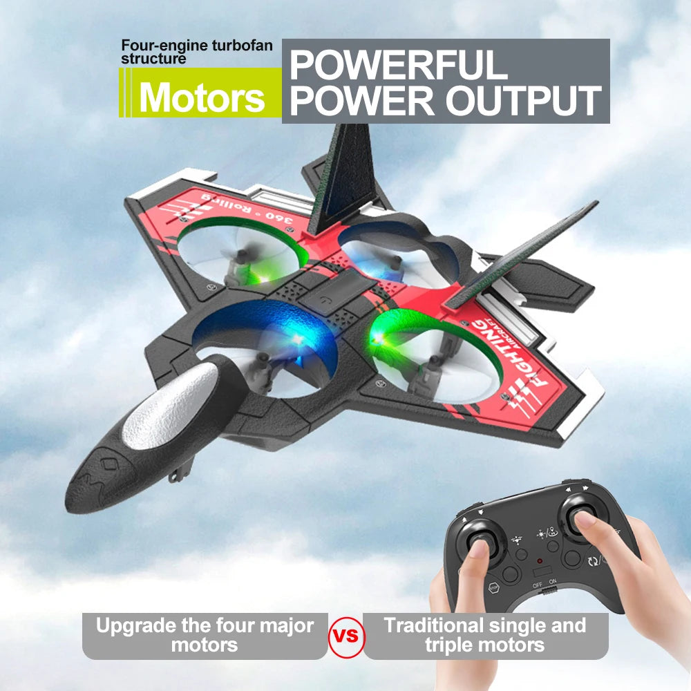 Four Axis Drone RC Airplane with Light for Kids and Beginners RC Quadcopter Helicopter with Auto Hovering Great Gift Toy for Boys