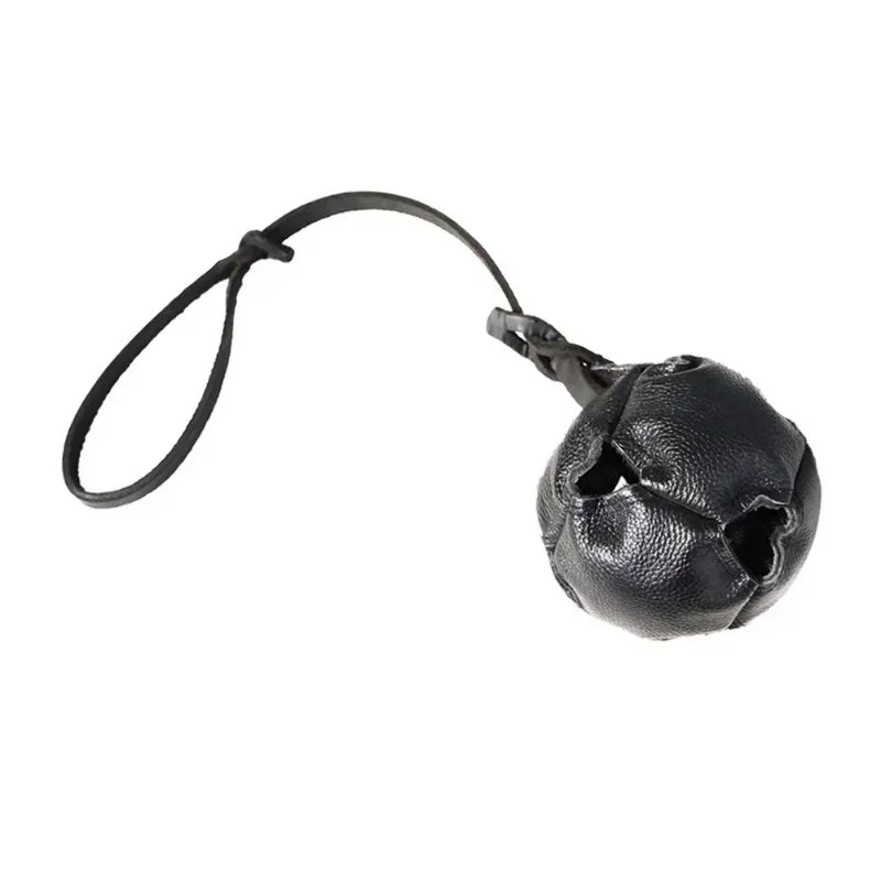 Leather Dog Training Ball Toy with Handle Soft Puppy Reward Tug Toy for Fetch and Catch