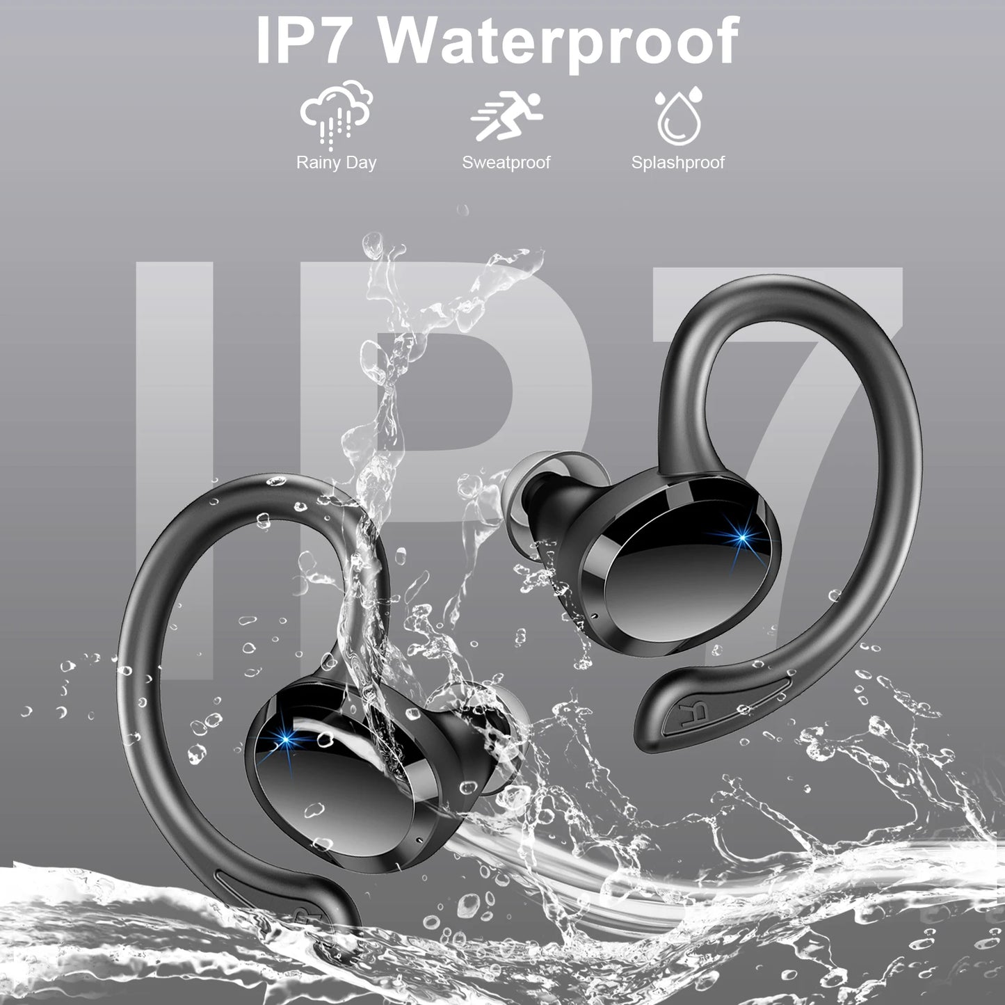 Wireless Earbuds Bluetooth 5.3 Stereo Bass In-Ear Noise Cancelling Mic IP7 Waterproof Sports 40 Hour Playback