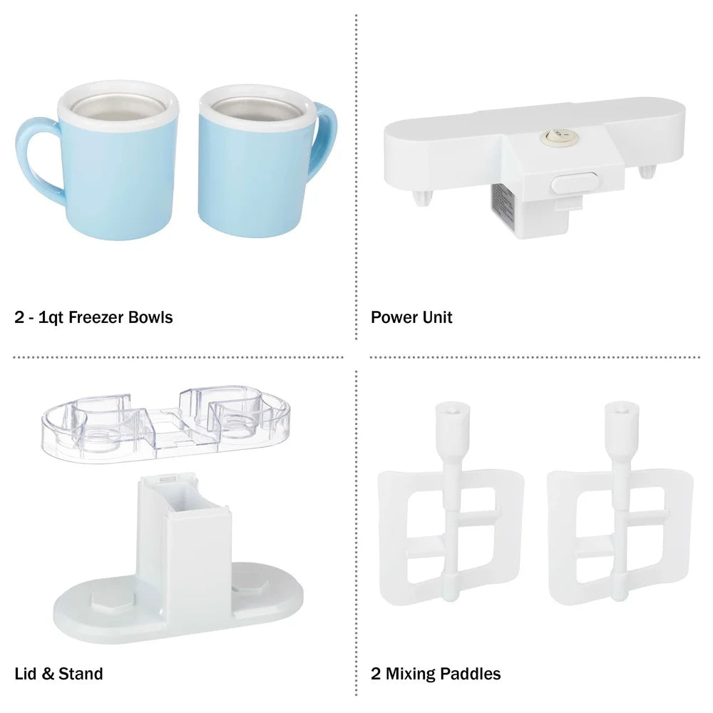 XMSJ Electric Ice Cream Maker Compact Double Bowl Mini