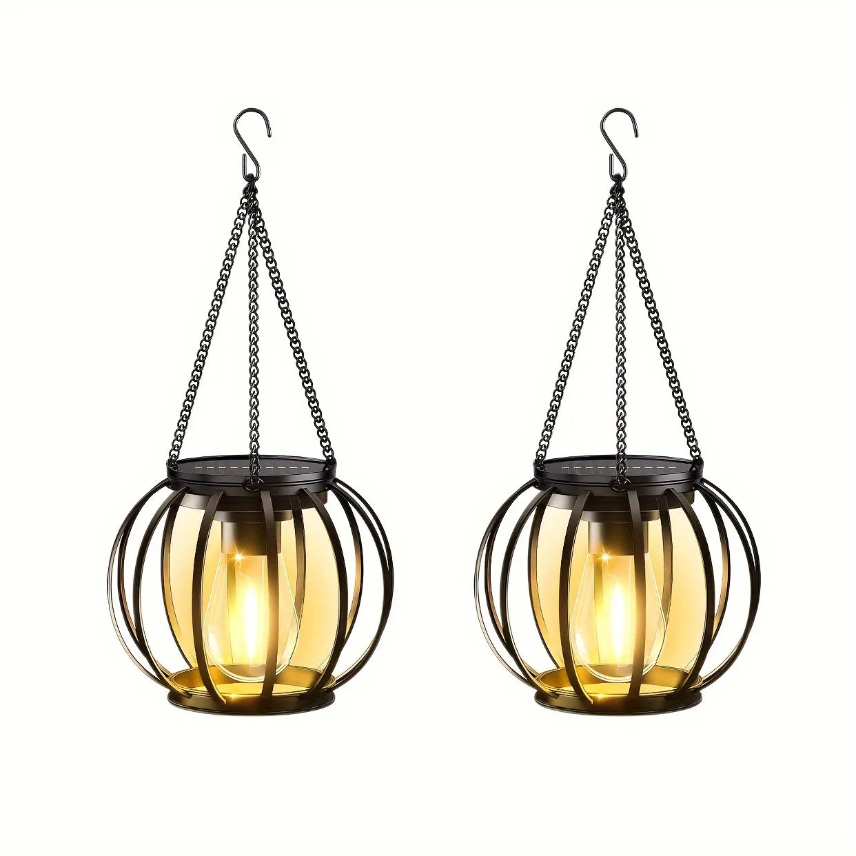 KPSTEK 2 Pack Orbicular Hanging Solar Lights Auto On Off