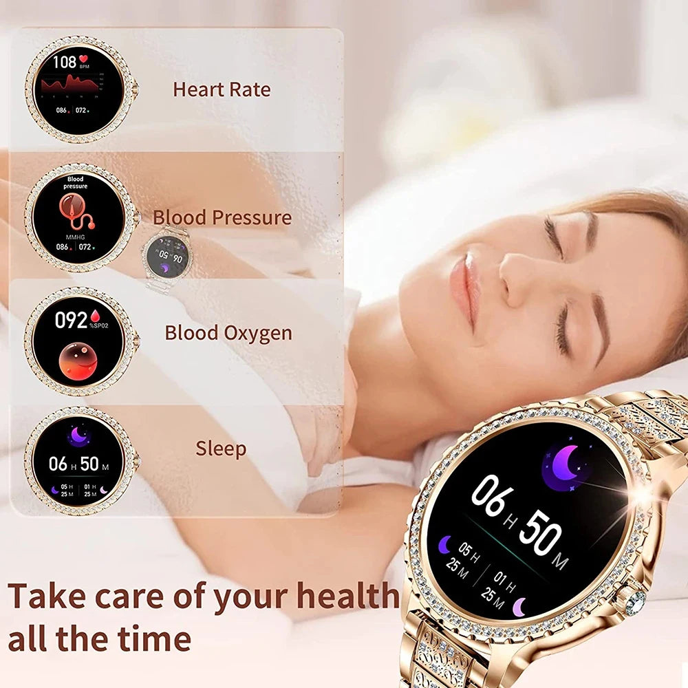 Xiaomi Mijia Women's Smart Watch with True Blood Oxygen Monitoring 1.32 Inch HD Screen Diamond Bracelet Bluetooth Call Smartwatch for Ladies