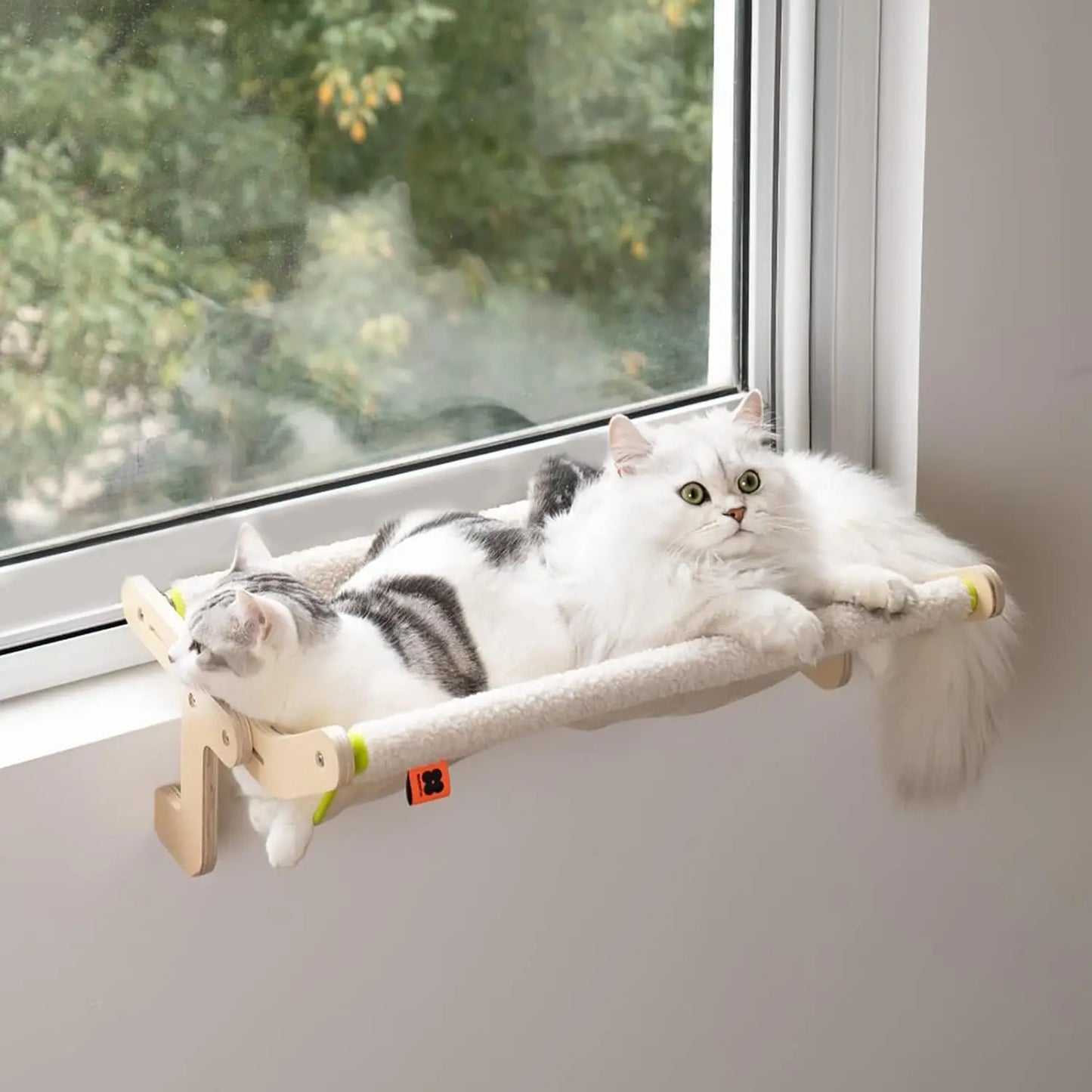 Mewoofun Cat Window Perch Lounge Mount Hammock Window Seat Bed Shelves for Indoor Cats No Drilling Large Beige