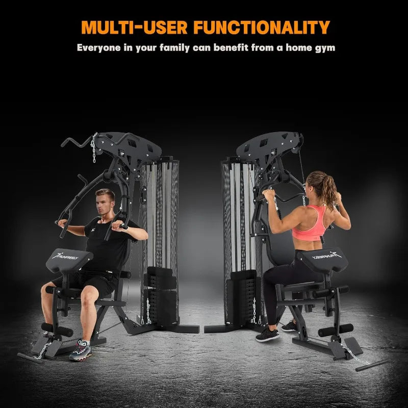 All In One Weight Machine for Home Gym Multifunction Workout Station Equipment with 150LBS Weights Stack