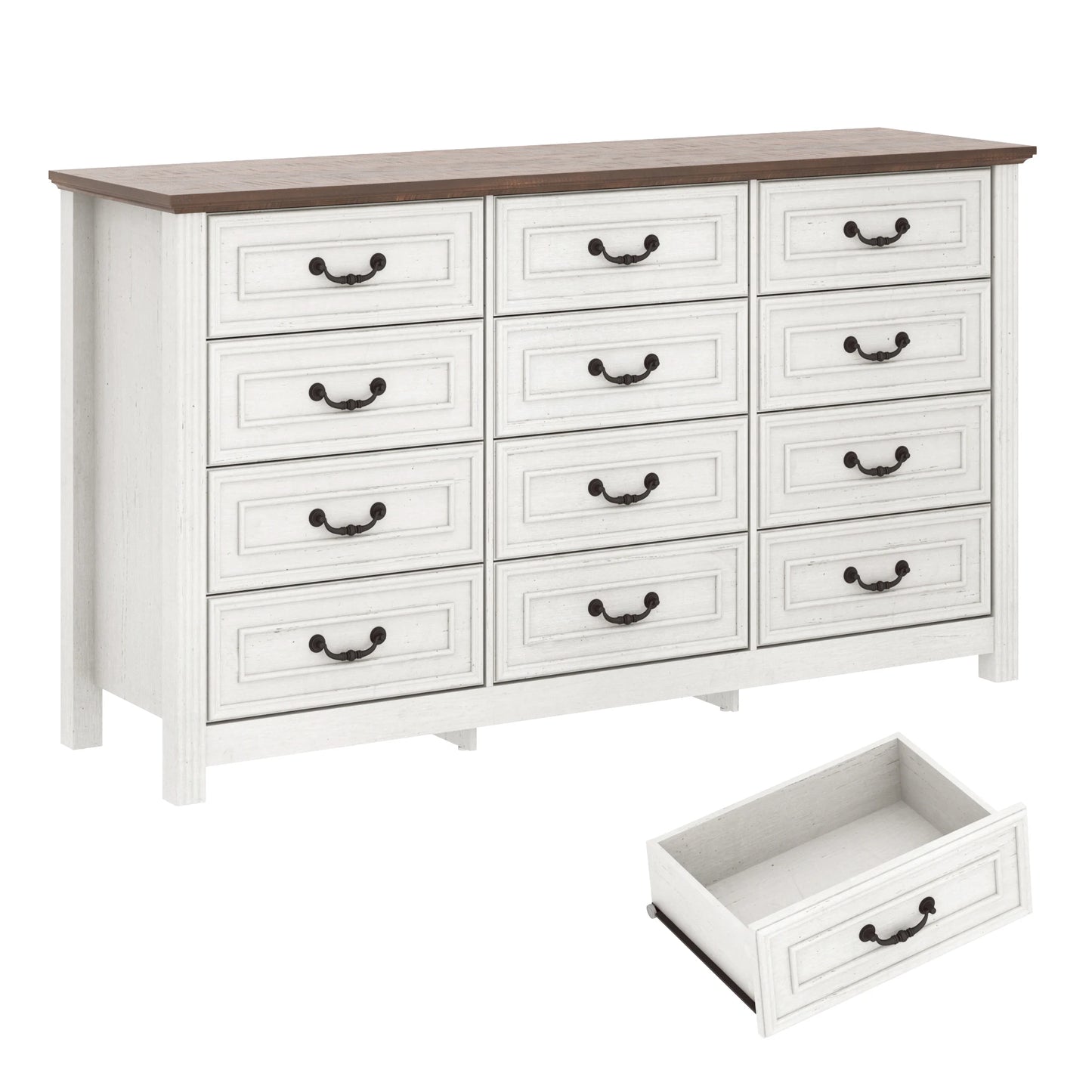 QiaoShiRen Large Dresser With 12 Drawers Bedroom Storage