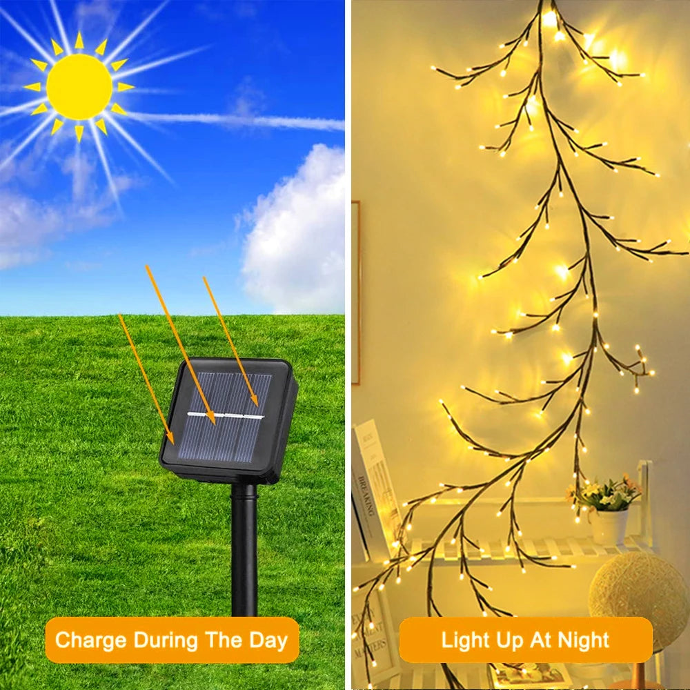 Outdoor Solar String Lights 96LED Waterproof Decorative Lights for Trees and Vines