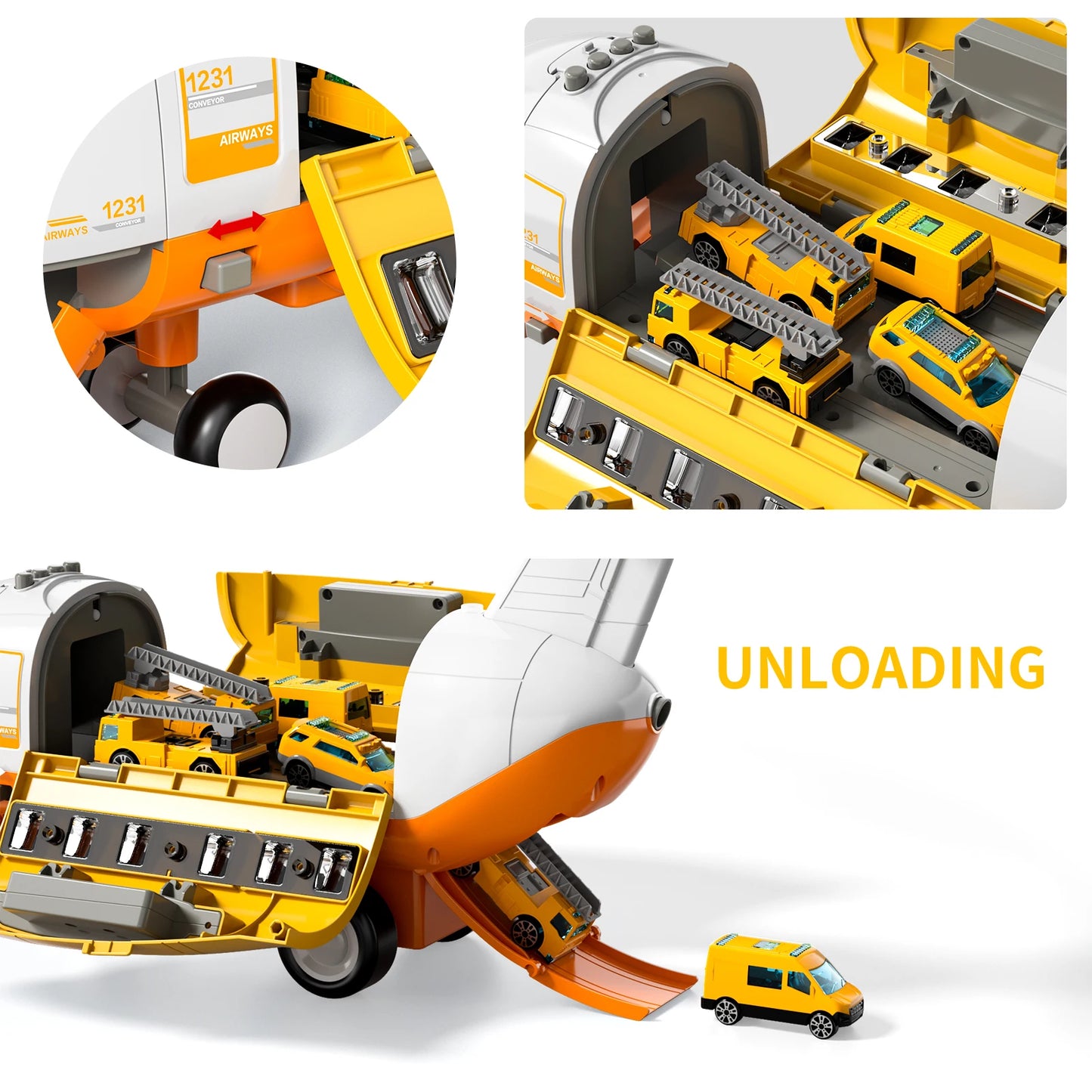 Airplane Kids Toys for Ages 4 to 8 Large Transport Spray Aeroplane with 10 Fire Truck Vehicles Birthday Gifts