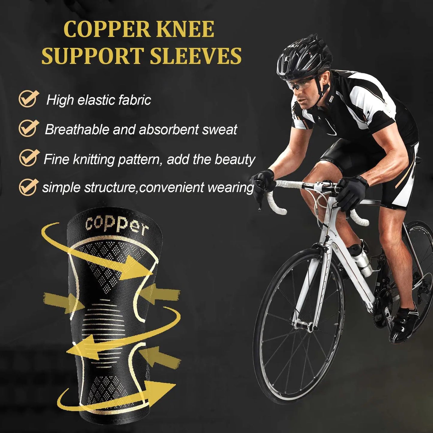 Copper Knee Pads for Joint Support and Pain Relief Unisex Running and Exercise Gear 1 Pair