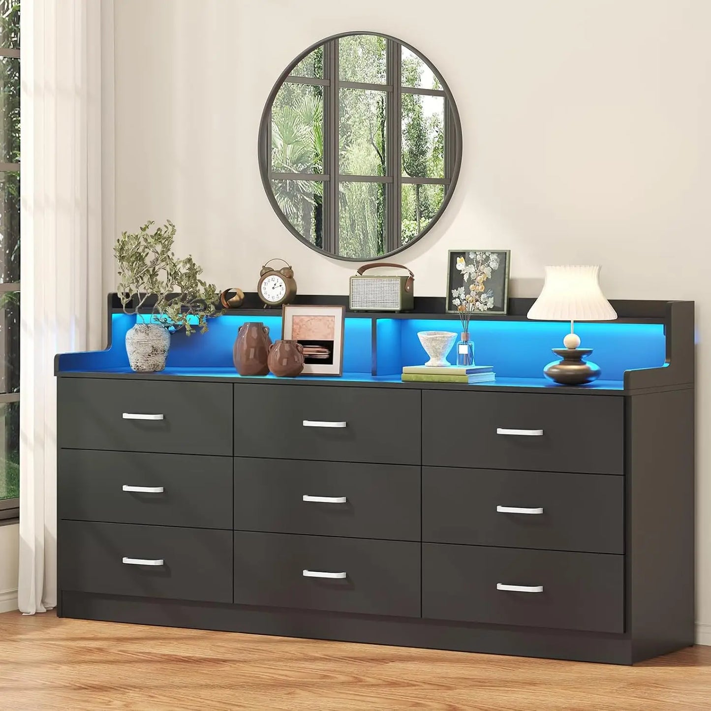 Guangbai 9 Drawer Dresser With Built In Power Outlet
