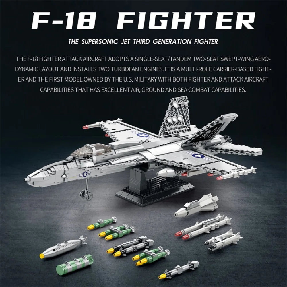 F18 Strike Hornet Fighter Building Blocks Set Jet Kit