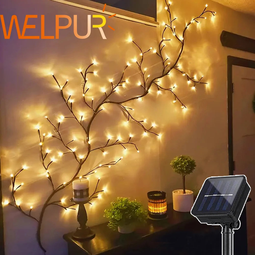 Outdoor Solar String Lights 96LED Waterproof Decorative Lights for Trees and Vines