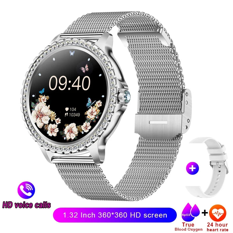 Xiaomi Mijia Women's Smart Watch True Blood Oxygen 1.32 Inch HD Screen Bluetooth Call Smartwatch with Diamond Bracelet