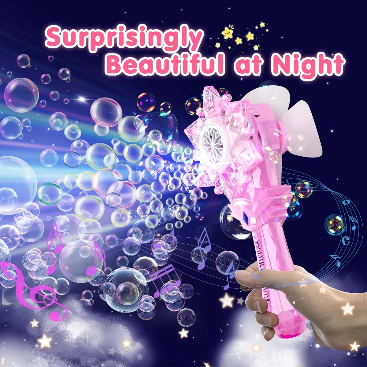 VATOS Bubble Wand X2 LED Light Bubble Blower With Music
