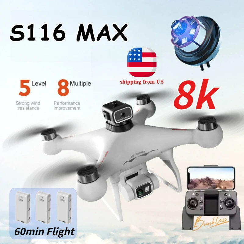 25 S116MAX 8K Drone With Dual Camera 3 Batteries RC